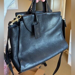 Black Leather Satchel Handbag Kate Spade as is